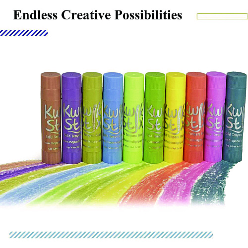 The Pencil Grip Kwik Stix Tempera Paint Set, 10 Assorted Pastel Colors, 10/Set, 12 Sets/Carton (68012)