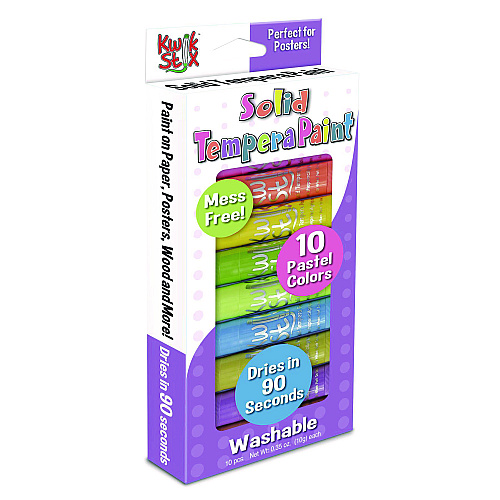 The Pencil Grip Kwik Stix Tempera Paint Set, 10 Assorted Pastel Colors, 10/Set, 12 Sets/Carton (68012)