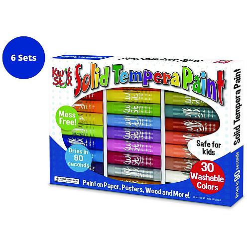 The Pencil Grip Kwik Stix Tempera Paint Set, 30 Assorted Colors, 30/Pack, 6 Packs/Carton (68106)