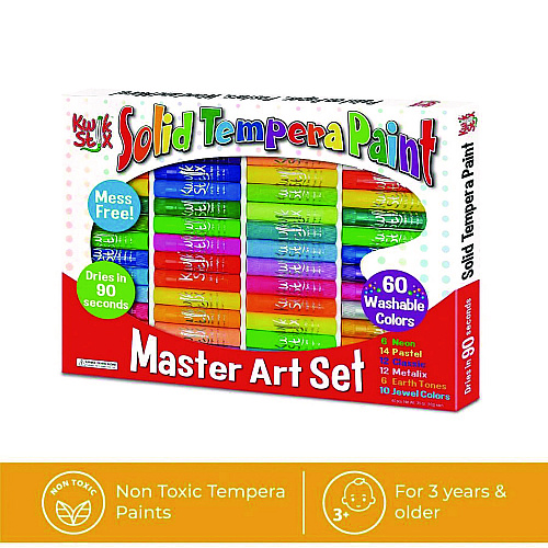 The Pencil Grip Kwik Stix Tempera Paint Set, 60 Assorted Colors, 60/Pack, 3 Packs/Carton (69003)