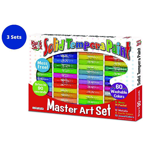 The Pencil Grip Kwik Stix Tempera Paint Set, 60 Assorted Colors, 60/Pack, 3 Packs/Carton (69003)