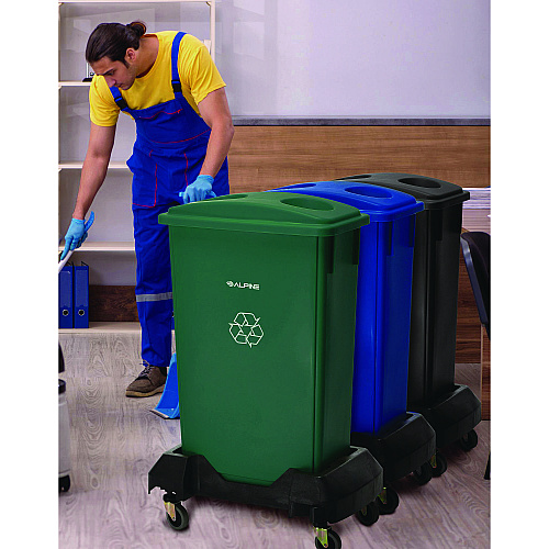 Alpine Rectangular Trash Can Dolly, 200 lb Capacity, 8.2 x 24.4 x 15.7, Black (ALP477DOLLY)