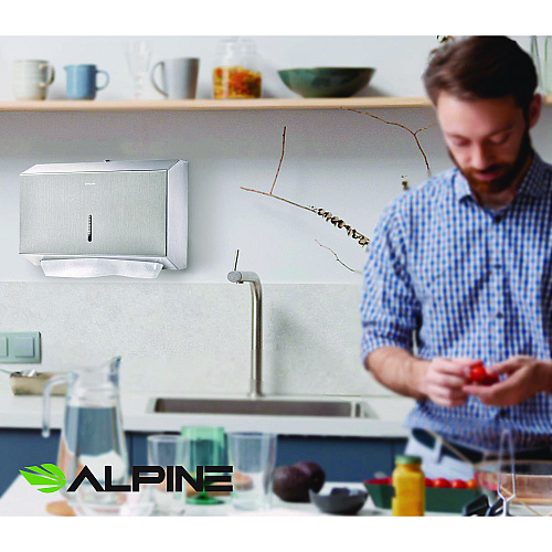 Alpine Horizontal C-Fold/Multi-Fold Paper Towel Dispenser, 7.08 x 3.93 x 10.82, Brushed Nickel (ALP481S)