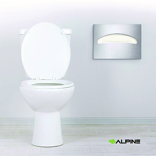 Alpine Stainless Steel Brushed Half-Fold Toilet Seat Cover Dispenser, 15.7 x 2 x 11.8 (ALP483)