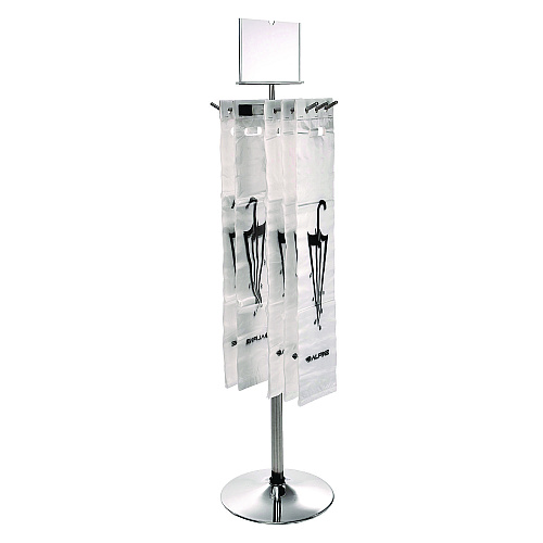 Alpine Wet Umbrella Bag Wrapper Stand with 100 Long Bags, Stainless Steel, 12 x 12 x 48, Silver (ALP489)