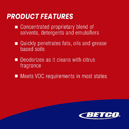 Betco Citrusolv 40 HD Degreaser, Citrus Scent, 1 gal Bottle, 4/Carton (2110400)