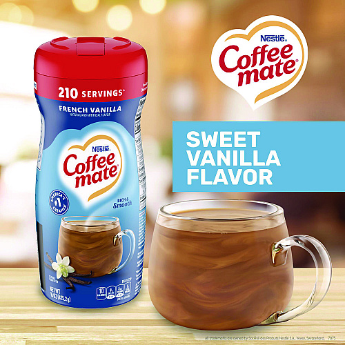 Coffee-mate Non-Dairy Powdered Creamer, French Vanilla, 15 oz Canister, 12/Carton (35775CT)