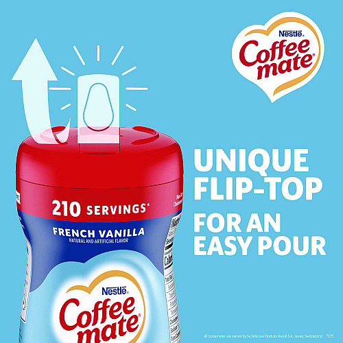 Coffee-mate Non-Dairy Powdered Creamer, French Vanilla, 15 oz Canister, 12/Carton (35775CT)