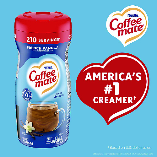 Coffee-mate Non-Dairy Powdered Creamer, French Vanilla, 15 oz Canister, 12/Carton (35775CT)