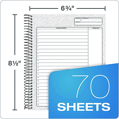 TOPS Docket Gold Planner, 1-Subject, Narrow Rule, Black Cover, (70) 8.5 x 6.75 Sheets (63754)