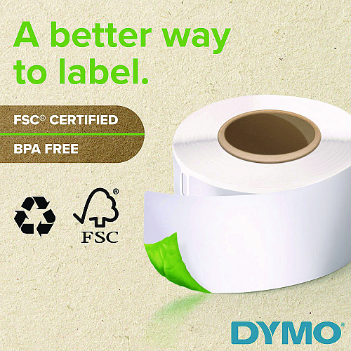 DYMO LabelWriter Address Labels, 1.25'' x 2.25'', White, 1,000 Labels/Roll (30334)