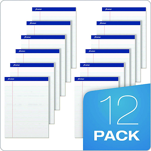 Ampad Perforated Writing Pads, Narrow Rule, 50 White 8.5 x 11.75 Sheets, Dozen (20322)
