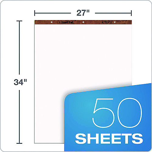 TOPS Easel Pads, Unruled, 27 x 34, White, 50 Sheets, 2/Carton (7903)