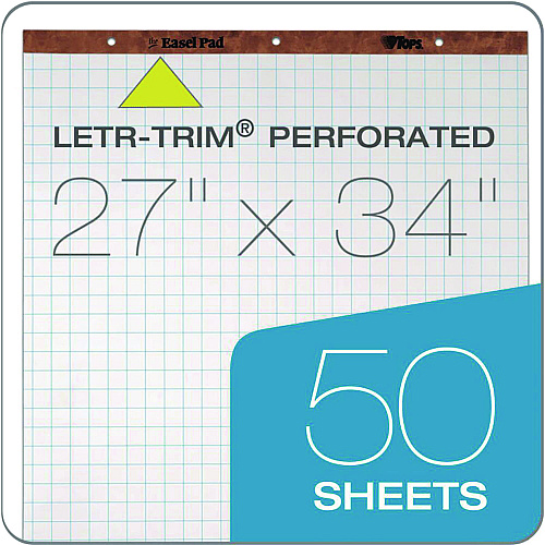 TOPS Easel Pads, Quadrille Rule (1 sq/in), 27 x 34, White, 50 Sheets, 4/Carton (7900)