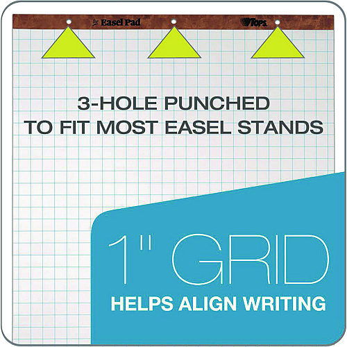 TOPS Easel Pads, Quadrille Rule (1 sq/in), 27 x 34, White, 50 Sheets, 4/Carton (7900)