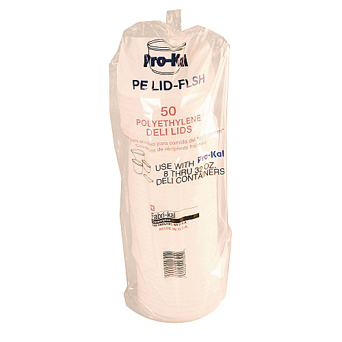 Fabri-Kal Pro Kal Polyethylene Flush Fill Round Deli Lids, 4.6" Diameter, Clear, 500/Carton (PELID)