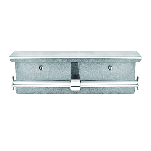 Alpine Double Post Toilet Paper Holder with Shelf Storage Rack, 3.87 x 10.5 x 3.95, Brushed Stainless Steel (ALP487B)