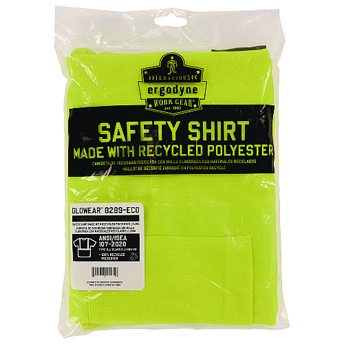 ergodyne GloWear 8289-ECO Class 2 Recycled Hi-Vis T-Shirt, X-Small, Lime (21531)
