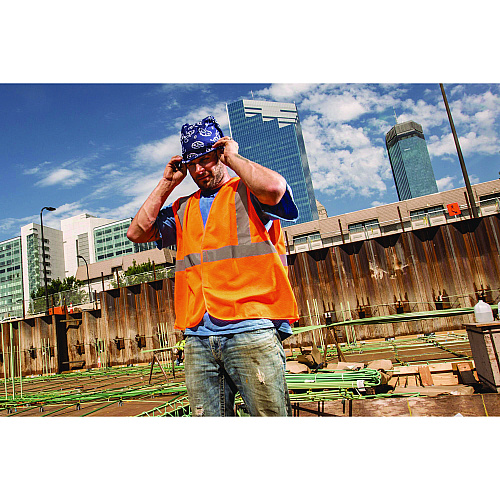 ergodyne GloWear 8205HL-ECO Class 2 Recycled Hi-Vis Vest, Mesh, Polyester, 2X-Large/3X-Large, Orange (21997)