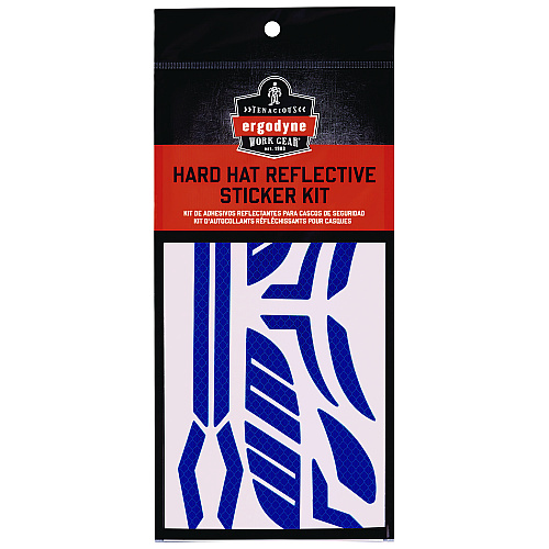 ergodyne Skullerz 8961 Reflective Hard Hat and Safety Helmet Sticker Kit, 18 Assorted Stickers, Blue (61103)