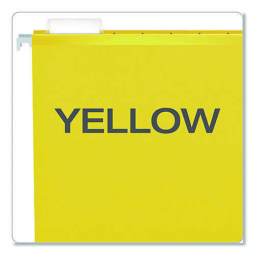 Pendaflex Extra Capacity Reinforced Hanging File Folders with Box Bottom, 2" Capacity, Legal Size, 1/5-Cut Tabs, Yellow, 25/Box (4153X2YEL)