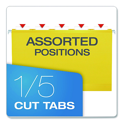 Pendaflex Extra Capacity Reinforced Hanging File Folders with Box Bottom, 2" Capacity, Legal Size, 1/5-Cut Tabs, Yellow, 25/Box (4153X2YEL)