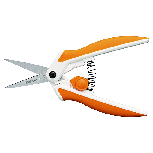 Fiskars Micro-Tip Easy Action Scissors, 6.1" Long, 1.75 Cut Length, Orange/White Handle (1069767)