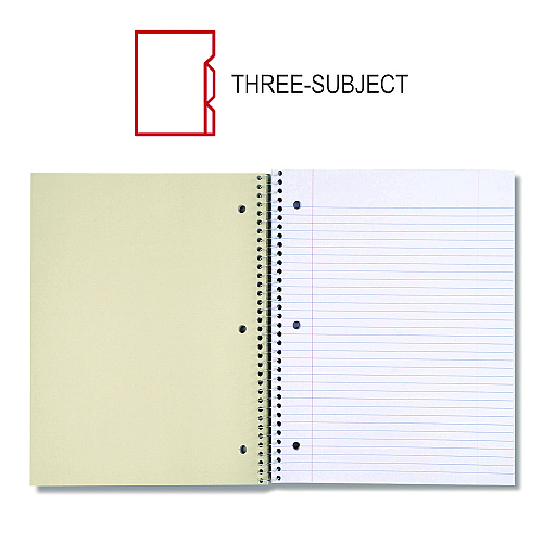Universal Wirebound Notebook, 3-Subject, Medium/College Rule, Black Cover, (120) 11 x 8.5 Sheets (UNV66400)