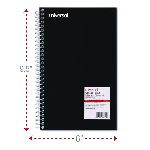 Universal Wirebound Notebook, 3 Subjects, Medium/College