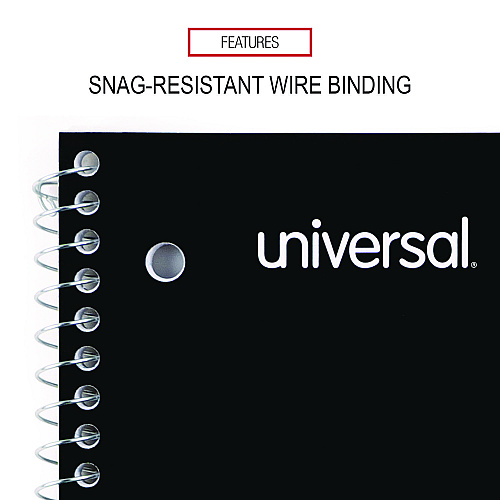 Universal Wirebound Notebook, 1-Subject, Medium/College Rule, Black Cover, (100) 11 x 8.5 Sheets (UNV66600)