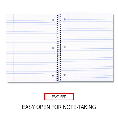 Universal Wirebound Notebook, 1-Subject, Wide/Legal Rule, Black Cover, (70) 10.5 x 8 Sheets (UNV66620)