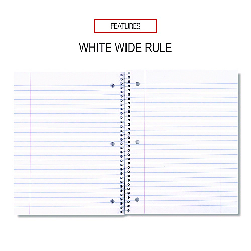 Universal Wirebound Notebook, 1-Subject, Wide/Legal Rule, Assorted Cover Colors, (70) 10.5 x 8 Sheets, 4/Pack (UNV66624)