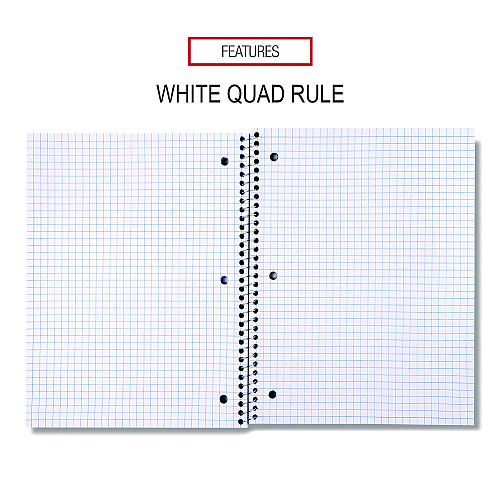 Universal Wirebound Notebook, 1-Subject, Quadrille Rule (4 sq/in), Assorted Cover Colors, (70) 10.5 x 8 Sheets, 4/Pack (UNV66634)