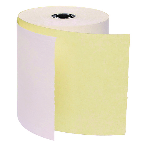 ICONEX Impact Printing Carbonless Paper Rolls, 3" x 90 ft, White/Canary, 50/Carton (90770047)