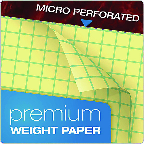 Ampad Gold Fibre Canary Quadrille Pads, Stapled with Perforated Sheets, Quadrille Rule (4 sq/in), 50 Canary 8.5 x 11.75 Sheets (22143)