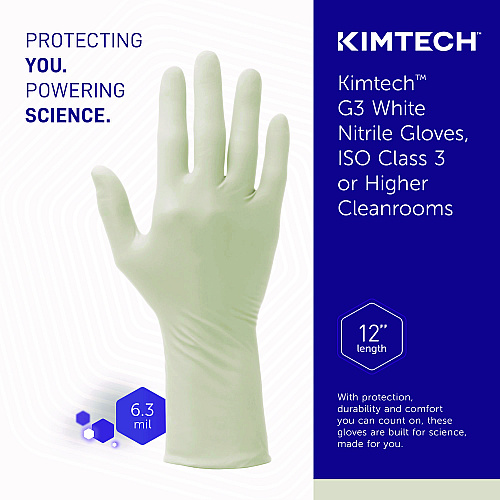 Kimtech G3 White Nitrile Gloves, X-Large, 6.3 mil, 1,000/Carton (56886)