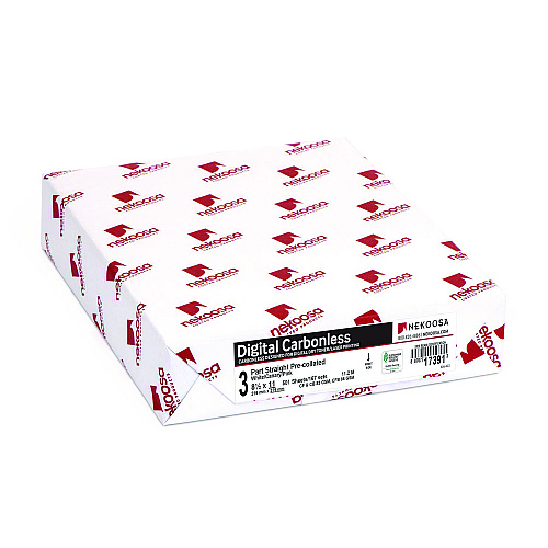 Nekoosa Fast Pack Carbonless 3-Part Paper, 8.5 x 11, White/Canary/Pink, 500 Sheets/Ream, 5 Reams/Carton (17391)