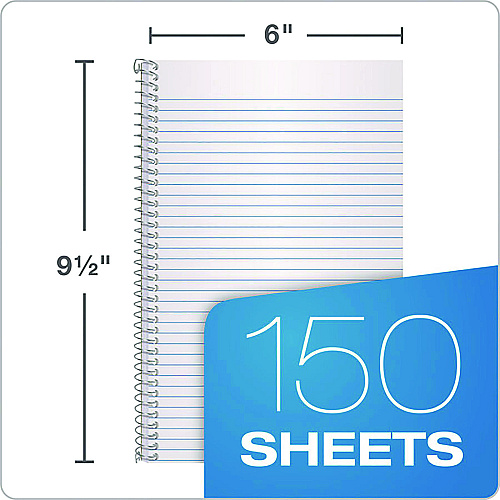 Earthwise by Oxford Recycled Small Notebooks, 3-Subject, Medium/College Rule, Randomly Assorted Covers, (150) 9.5 x 6 Sheets (25447)