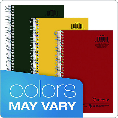 Earthwise by Oxford Recycled Small Notebooks, 3-Subject, Medium/College Rule, Randomly Assorted Covers, (150) 9.5 x 6 Sheets (25447)