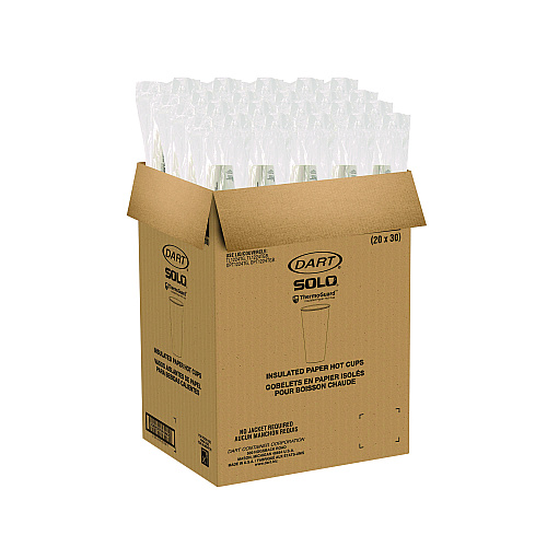 SOLO Thermoguard Insulated Paper Hot Cups, 20 oz, White Sustainable Forest Print, 600/Carton (DWTG20W)