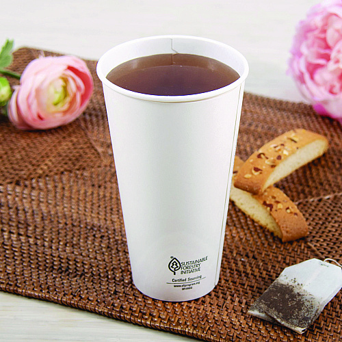 SOLO Thermoguard Insulated Paper Hot Cups, 20 oz, White Sustainable Forest Print, 600/Carton (DWTG20W)