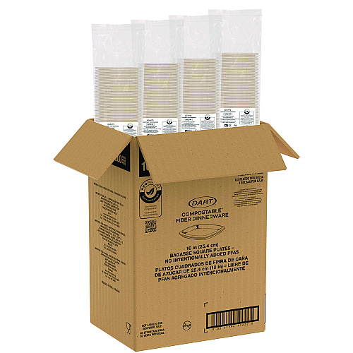 Dart Compostable Fiber Dinnerware, ProPlanet Seal, Plate, 10 x 10, Tan, 500/Carton (10PSC1PF)