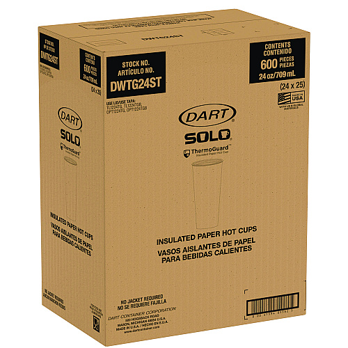 SOLO Thermoguard Insulated Paper Hot Cups, 24 oz, White Sustainable Forest Print, 600/Carton (DWTG24W)