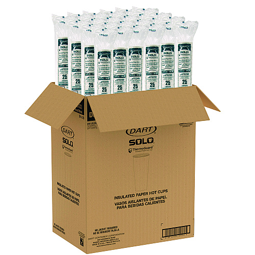 SOLO Thermoguard Insulated Paper Hot Cups, 24 oz, White Sustainable Forest Print, 600/Carton (DWTG24W)