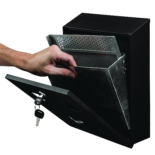 Alpine Wall-Mounted Safe Cigarette Disposal Station Outdoor Ashtray, Stainless Steel, Black (ALP49001BLK)