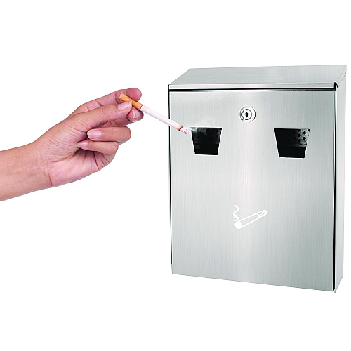 Alpine Wall-Mounted Safe Cigarette Disposal Station Outdoor Ashtray, Stainless Steel (ALP49001SS)