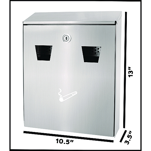 Alpine Wall-Mounted Safe Cigarette Disposal Station Outdoor Ashtray, Stainless Steel (ALP49001SS)
