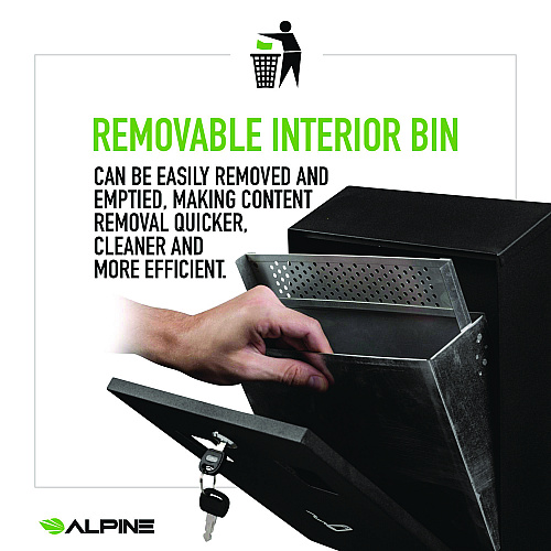 Alpine Wall-Mounted Safe Cigarette Disposal Station Outdoor Ashtray, Stainless Steel, Black (ALP49001BLK)