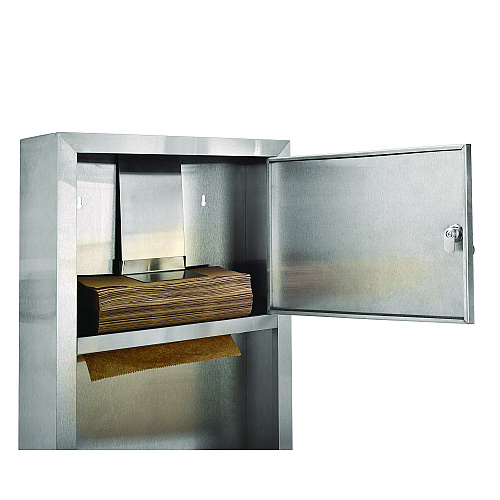 Alpine Stainless Steel Surface-Mounted Paper Towel Dispenser with Waste Receptacle, 28 x 4 x 14 (ALP494)