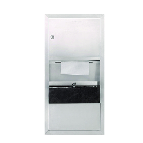 Alpine Stainless Steel Surface-Mounted Paper Towel Dispenser with Waste Receptacle, 28 x 4 x 14 (ALP494)